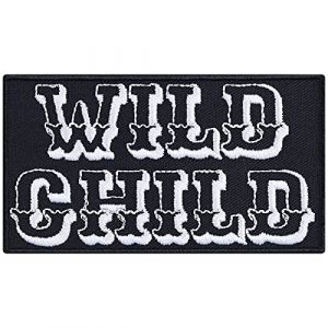 Écusson Thermocollant WILD CHILD Écusson à coudre/à repasser | Écusson Lady Biker girl Patch/Bad Girl | Cadeau pour hommes/femmes Application pour veste/bottes/jeans/sac | 90x50mm (EXPRESS-STICKEREI, neuf)