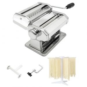 MZTOGR Machine à pâtes, 9 réglages d'épaisseur réglables, 2 en 1 avec rouleau à pâte, coupe-pâtes, séchoir à pâtes (mztogr, neuf)