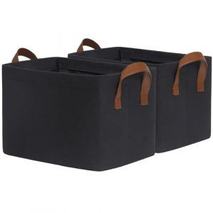 TIMEYARD Lot de 2 boîtes de rangement - Noir - 30 l - Panier de rangement pour salle de bain, étagère, bureau, salle de bain - Panier à linge pliable - Rectangulaire - 42 L x 28 l x 25 H cm (TIMEYARD, neuf)