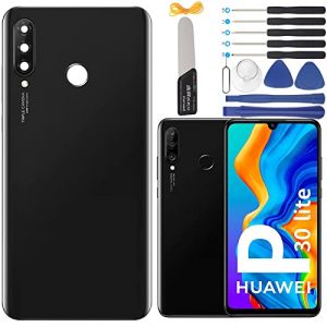 YHX-OU 6.15'' Noir Cache Batterie pour Huawei P30 Lite Nova 4E Vitre arri&egrave;re, Coque arri&egrave;re de Batterie Remplacement pour Huawei P30 Lite + Outil d'installation (HWTome, neuf)