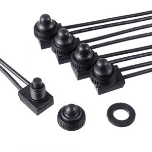 EPLZON 12V Interrupteur &agrave; Bouton-Poussoir Etanche ON-OFF SPST Bouton de Commutateuravec Lignes de 4.5" pour camping-car/moto/voiture KP-107 (Lot de 5 pi&egrave;ces,Noir) (EPLZON, neuf)