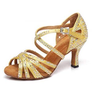 MINITOO Femme Danse Chaussures avec Strass Mariage Soirée Sandals avec Talon L423 Jaune EU 35 (Shaoguanshi Borun Maoyi Youxiangongsi, neuf)