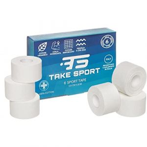 TS Take Sport® Strap sport 3,8 cm x 10 m – 6 rouleaux, sparadrap sportif fin en coton non élastique, bande adhésive pour doigts et petites articulations, strapping boxe crossfit volley football (FCOM srl, neuf)