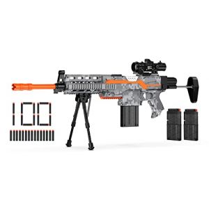 Pistolet électrique pour Enfants, 3 Modes automatiques Toy Foam Blaster avec Scope, 2 Magazines 100 fléchettes, Fusil de Sniper électrique pour Enfants à partir de 6, 7, 8, 9, 10 Ans (Haiyida, neuf)