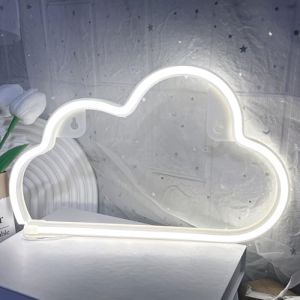 Weeddy Néon LED Nuage, Lampe Neon Signe Décoration Murale Alimenté par USB ou Pile, Enseigne Lumineuse Neon Deco pour Chambre à Coucher, Salon, Gaming, Bar, Noël, Fêtes (Nuage Blanc) (WYFFD, neuf)