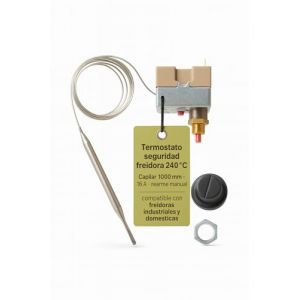 CubetasGastronorm Thermostat de s&eacute;curit&eacute; friteuse 240&deg; Capillaire 1000 mm avec REARME 16 A capillaire 1000 mm Protection contre la surchauffe Pr&eacute;cision Haute r&eacute;sistance Friteuses industrielles et (Accesorios Pinar, neuf)