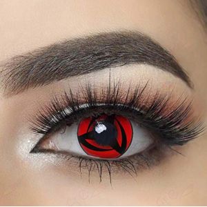 MYSA LENS® Lentilles De Contact De Couleur Fantaisie Crazy Lens Cosplay Halloween Yeux Rouge Sharingan Kakashi Etui Offert 12 Mois sans correction (MYSA LENS®, neuf)