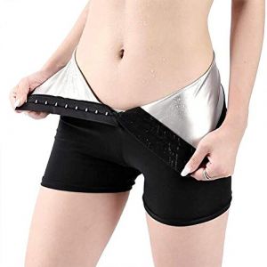 2 en 1 Femmes Sauna Pantalon Minceur Perte de Poids Collants de Formation Sauna Pantalons de Survêtement M/L/XL Court Taille Haute Équipement (3 pantalons à deux poitrines) (redzhi, neuf)