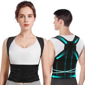 kungfuren Posture Correcteur Dos Droit Femme: Ceinture Dorsale Homme Redresseur de Dos - Réglable Correcteur pour Maintien du Dos Droit du Cou et des Épaules Noir Profond (L) (gzjf eu, neuf)