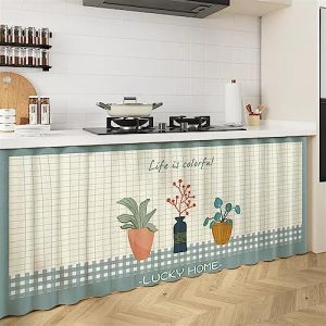 Liveinu Rideaux Armoire pour Armoire de Cuisine, Salle de Bain, Rideau Anti-poussière pour étagères, Rideaux sous l'évier, Installation Crochet et Boucle, Gris, 140x70cm (istaZ EU, neuf)