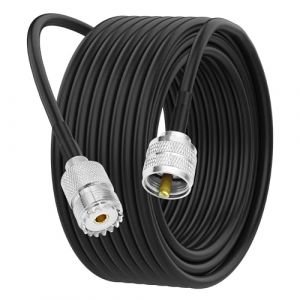 XMSJSIY PL259 Câble coaxial UHF RG58 UHF mâle vers femelle - Faible perte CB - Antenne coaxiale - Câble d'extension pour radio HAM - Analyseur d'antenne - Charge factice - SWR mètre - 5 m (ShenZhen YingTuYou Jia Ju, neuf)