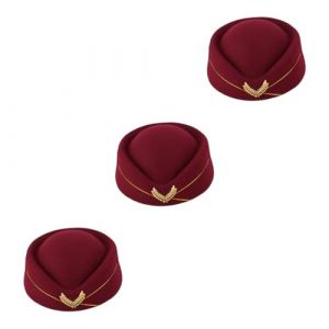 GALPADA 3 Pièces costume de chapeau d'agent de bord chapeau noir femmes chapeau de pirate chapeau de robe chapeau de déguisement jouer chapeau d'hôtesse de l'air casquette hôtesse de l'air (Hargrove Hare, neuf)