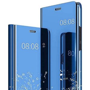 GOKEN Clear Smart View Coque pour Samsung Galaxy S22 5G, Miroir Flip Etui Case Cover Translucide Standing étui Antichoc Housse à Rabat, Folio Coque avec Support Pliable - Bleu (ALIDOU, neuf)