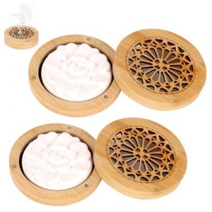 2 Pièces Galet Diffuseur Huile Essentielle, Pierre Parfumée pour Huiles Essentielles, Diffuseurs D'huiles Essentielles avec Pierre Parfumée, avec Boîte à Encens en Bois, pour Salon, Chambre (zitongdianzi, neuf)