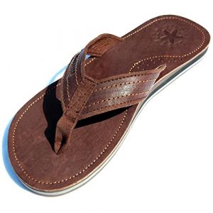 SEESTERN FBA_2364.dbw Tongs en cuir pour homme Taille 40-50, marron, 47 EU (Seestern Homedeko, neuf)