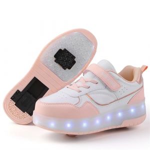 Chaussure a Roulette pour garçons et Filles Basket Lumineuse Roller Retractable Créatif Basket Enfant Chaussure Roller Chaussure Roller pour Sports de Plein air,Rose,32EU (Ali-tone, neuf)