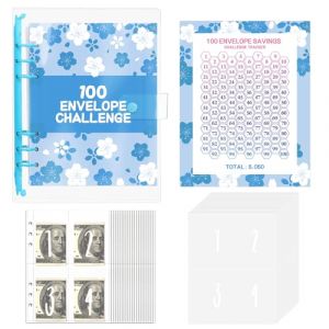 Classeur Budget A5,Classeur &agrave; anneaux,Carnet Budget,Classeur de 100 Enveloppes Enveloppe Budget,Couverture Transparente &agrave; 6 Anneaux,en PVC Souple,pour Economie Argent, Planifier vos D&eacute;penses(Bleu) (GZYUBIN-SHOP, neuf)