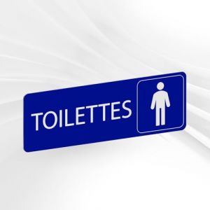 Plaque Signalétique Toilettes Hommes – Plaque De Porte Adhésive PVC 5 x 15 cm – 20 Couleurs Disponibles (Bleu) (GRAVURE ET COMPAGNIE, neuf)
