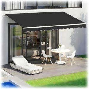 Tissu De Rechange pour Store Banne Rétractable Manuel Toile pour Store Banne De Terrasse Toile D'Auvent pour Extérieur en Polyester Issu De Remplacement pour Auvent Balcon(Noir,7x3.0m) (MMYMY, neuf)