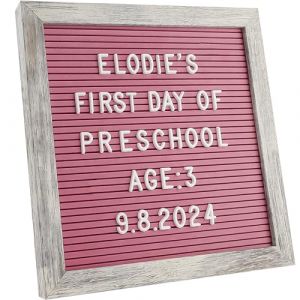 Tableau &agrave; lettres en feutre rose 25x25 cm &ndash; 336 lettres, chiffres et symboles &ndash; Panneau en bois avec lettres interchangeables &ndash; Id&eacute;al pour maison, bureau, classe et d&eacute;coration vintage (C Crystal Lemon, neuf)