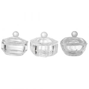 VILLCASE Lot de 3 Godets en Cristal pour Ongles Mini Godet à Ongles en Verre Transparent avec Couvercle Récipient pour Liquide Acrylique et Poudre Format Petit Manucure et Nail Art (Farrar Fae, neuf)