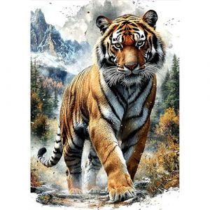 MOGTAA Tigre Diamant Peinture pour Adulte D&eacute;butant, 5D Paysage Diamond Painting Complet Diamant Kit, Diamant Painting Strass Point de Croix Cristal pour Murale D&eacute;cor 30x40cm (Keleman, neuf)