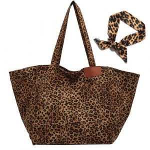 JEKAVA Sac fourre-tout imprim&eacute; l&eacute;opard Sac &agrave; bandouli&egrave;re pour femme Grand sac &agrave; bandouli&egrave;re Personnalit&eacute;s Sac &eacute;l&eacute;gant et tendance pour femme, marron, 60 x 19 x 34 cm (YOOmi, neuf)