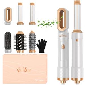 Seche Cheveux Brushing 6 en 1, UKLISS Brosse Soufflante avec Sèche-cheveux 1000W, Brosse Coiffante, Boucleur A Air, Brosse Lissante Chauffante, Thermal Brush, Airstyler Cadeaux pour Femmes (Blanc) (ukliss beauty, neuf)