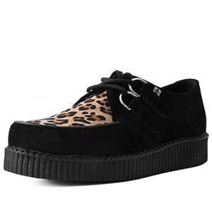 T.U.K. Leather Viva Low Creeper - Chaussures pour Hommes et Femmes - Couleur Daim Noir et L&eacute;opard - Taille EU41 (Shoe Saloon FR, neuf)