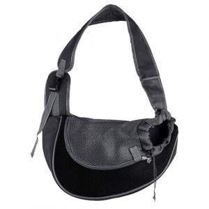 UJBVCX Sac de Transport pour Chien Chat, R&eacute;glable Sac &agrave; Bandouli&egrave;re Mains Libres Petit Chien, Portable Bandouli&egrave;re pour Animal de Compagnie, pour l'ext&eacute;rieur, Les Voyages, Marche（Noir） (CHAOYI ST, neuf)