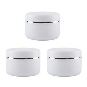 Bocal cosm&eacute;tique en Plastique Blanc de 3 pi&egrave;ces 100 ML / 3,4 oz avec Couvercle &agrave; Jante argent&eacute;e Bouteille de cr&egrave;me Vide Rechargeable Pots d&eacute;chantillon R&eacute;cipient de Stockage de Lotion pour Pom (Yanyahappy Shop, neuf)