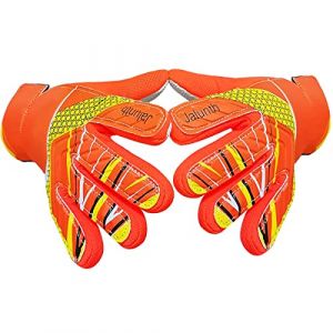 Jalunth Gants de Gardien But Enfant Jeune Junior avec Protections des Paume en Latex Antiderapant et Dos Main PU Convient Entrainement et Compétition Gant de Foot Gardien pour Garcon Fille Garçons (JaHuaOnline-b, neuf)