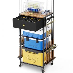 Support de canne à pêche pour garage, rotatif 360°, chariot de rangement pour matériel de pêche, cadeau homme/femme (INCUISI, neuf)