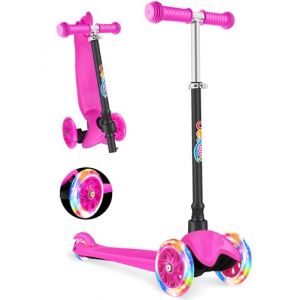 BELEEV Trottinette Enfants 2 Ans, Trotinette à 3 Roues pour Filles et Garçons, LED Roues Lumineuses, 4 Hauteur Réglable, Inclinée pour Diriger, Plateau Antidérapant Scooter pour Tout-Petits 2-6 Ans (MeiShangStore, neuf)