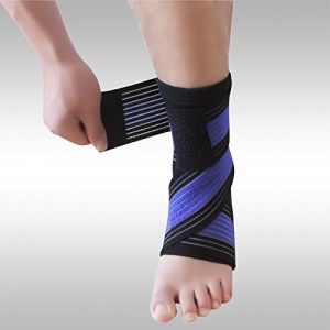 Tendinite Talon d'Achille Gonflé Inflammation - Bande Cheville Strapping Chevillère - Douleurs et Blessure Rupture (Chevillère + Bande élastique BLEU/NOIR) (Elastrap France, neuf)