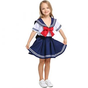 LOLANTA Costume de Marin Fille, Déguisement Uniforme Ecoliere Mariniere Manga pour Cosplay(10-11 ans,tag XL) (LOLANTA, neuf)