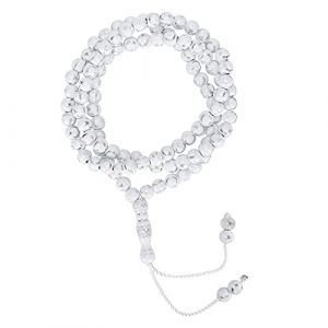 Chapelet Prière Mala Perles 99 Grains Résine Chapelet Musulman Perles Culte Islamique Prière Ecriture Dorure Article Religieux, Longueur 49cm(blanc) (Yokuna eu, neuf)