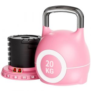 Kettlebell Réglable 20 kg, 7-en-1 Kettle bells, 7 Niveaux de Poids, Idéal pour Fitness & entraînement à domicile, Compact & Peu Encombrant (Rose, 20 kg) (Dorigod Trading Limited, neuf)
