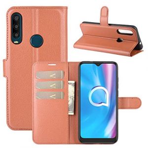 Fertuo Coque Alcatel 1SE 2020, Antichoc Portefeuille Étui Housse en Cuir à Rabat Flip Cover Case avec Silicone Bumper, Porte Carte, Béquille, Boucle Magnétique pour Alcatel 1SE 2020, Marron (Fertuo Store, neuf)