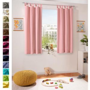 heimtexland &reg; Typ625 Rideau d&eacute;coratif en coton uni opaque - Rideau pour chambre d'enfant - Rose pastel - H x l : 160 x 125 cm (inovatex, neuf)