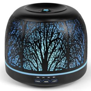 ARVIDSSON Diffuseur d'huiles essentielles en m&eacute;tal pour huiles essentielles, diffuseur d'aromath&eacute;rapie pour grande pi&egrave;ce, lumi&egrave;re d'ambiance et r&eacute;glage de la brume, cadeau pour femme &ndash; Arbre noir de (PANGCM, neuf)