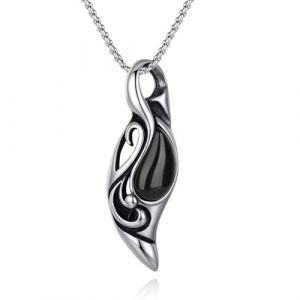 COAI Collier Homme Acier Inoxydable, Collier &OElig;il du Soleil, Pendentif Obsidienne Noire, 50cm (COAI STORE, neuf)