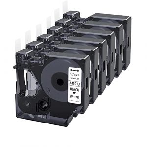 Kamo 6x Ruban Cassette Compatible pour Dymo D1 45013 (12mm x 7m) blanc, pour étiqueteuse LabelManager 120P 160 210D 220P 260P 280 350D 360D 420P LabelPoint 100 150 200 LabelWriter 400 450 Duo (kamo EU, neuf)