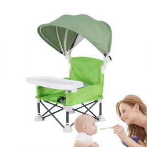 Siège D'appoint Pliant Pour Bébé Avec Auvent Et Plateau Amovible, Siège D'appoint Avec Plateau, Chaise De Sièges Portable Rehausseur De Sièges De Voyage Pour Bébé, Chaise Pliante Portable Pour Camping (Dautlear, neuf)