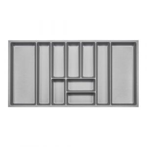 ORGA-BOX 3 Range-couverts Profondeur : 473 x Largeur : 891 mm gris argenté avec structure Canvas pour tiroirs de 100, par ex. dans les cuisines Nobilia/Noblessa à partir de 08.2012. (S&O Handelsgesellschaft mbH, neuf)