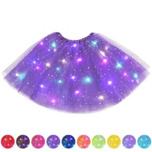 AYBUY Jupe Tutu LED Pour Femme, Jupe Tutu en Tulle à Trois Couches Jupe en Tulle Pour Femme Pour Adultes Adolescent Parti Ballet Danse Fancy Dress Halloween Costume Violet Foncé (withchance, neuf)