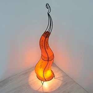 320328 Aida Lampadaire oriental marocain avec armature en m&eacute;tal et abat-jour en cuir, lampe au henn&eacute;, lampe en cuir, lampe au henn&eacute;, lampe en cuir, style baroque moderne, d&eacute;coration antique Orange 100 (L&acute;orient - Das Tor zum Orient, neuf)
