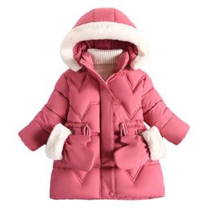 Manteau Fille Doudoune Chaud, Blouson d'Hiver &agrave; Capuche Fourrure Epaisse Rembourr&eacute; Parka avec Gants, Veste Fille Gar&ccedil;on Hiver Doux Zipp&eacute;, Blouson Epaisse Chaud Coupe-Vent Pour Enfant 3-7 ans (RuiGuio, neuf)