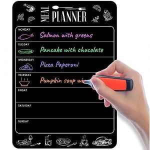 Menu Semaine Frigo Magnetique A4 - Tableau Blanc Effacable Planning Frigo Magnetique Tableau Cuisine - 21x30cm Liste De Courses Magnetique Frigo Adhesif Tableau Noir - Planning Repas Semaine (Ytechualtd, neuf)