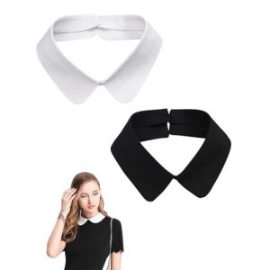 HUVZOR 2Pcs Col Faux Femme - Faux Demi Chemise, Col de Chemise Amovible, Faux-Cols D&eacute;tachables, Accessoires de v&ecirc;tements pour Femmes(Noir/Blanc) (Volumetech OU, neuf)